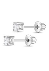 good-looking 3mm clear cz birthstone baby earrings 